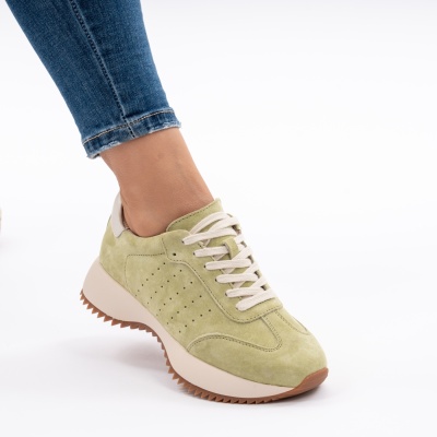 Pantofi Casual Piele Naturala Apple Green AN2598