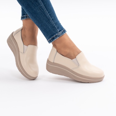 Pantofi Casual Piele Naturala Bej 1160