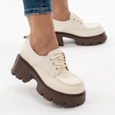 Pantofi Casual Piele Naturala Bej AN50318