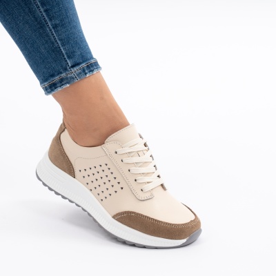 Pantofi Casual Piele Naturala Bej AN521
