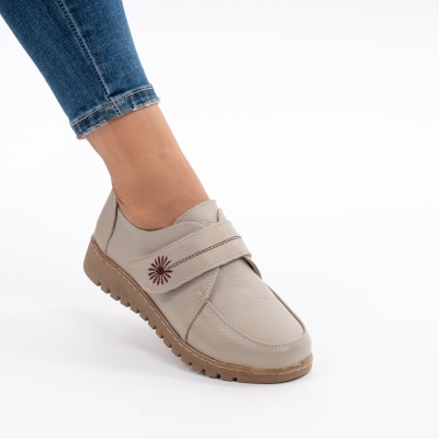 Pantofi Casual Piele Naturala Bej AN551