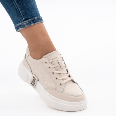 Pantofi Casual Piele Naturala Bej JY6821