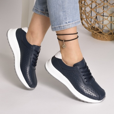 Pantofi Casual Piele Naturala Bleumarin  523
