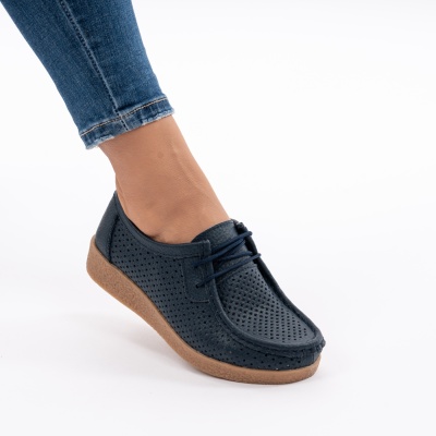 Pantofi Casual Piele Naturala Bleumarin 55-255
