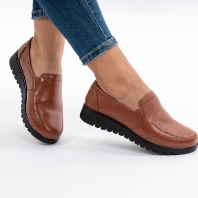 Pantofi Casual Piele Naturala Camel AN558