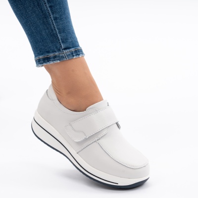 Pantofi Casual Piele Naturala F002-56 Alb