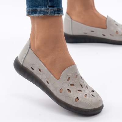 Pantofi Casual Piele Naturala Gri 2070