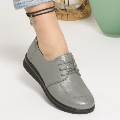 Pantofi Casual Piele Naturala Gri 606