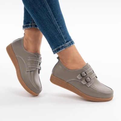 Pantofi Casual Piele Naturala Gri 8512