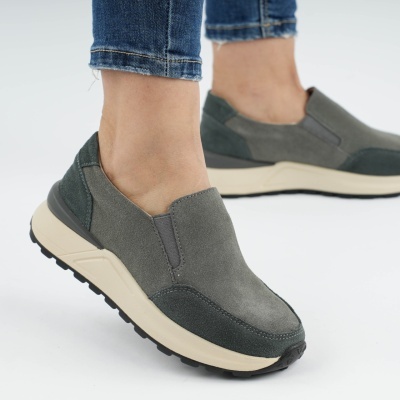 Pantofi Casual Piele Naturala Gri AN379