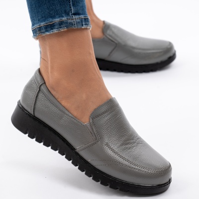 Pantofi Casual Piele Naturala Gri AN558