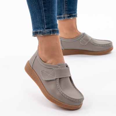 Pantofi Casual Piele Naturala Gri WK 213