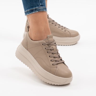 Pantofi Casual Piele Naturala Kahki F001-750