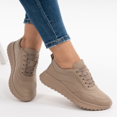 Pantofi Casual Piele Naturala Kahki  F001-977