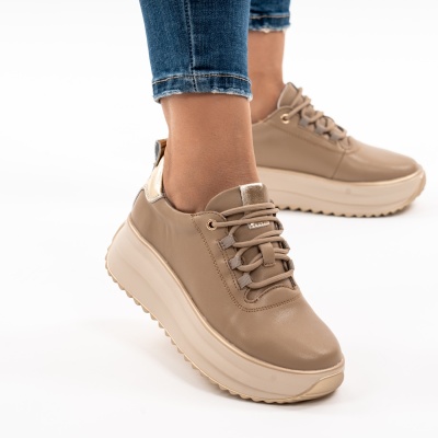 Pantofi Casual Piele Naturala Kahki F002-290