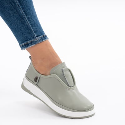 Pantofi Casual Piele Naturala Kaki Jy5671