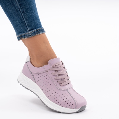 Pantofi Casual Piele Naturala Mov 523