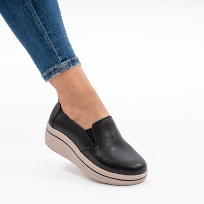Pantofi Casual Piele Naturala Negri 1160