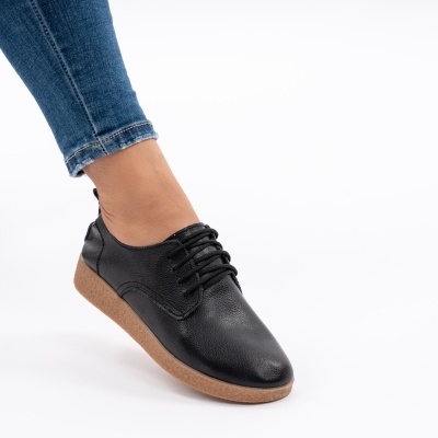 Pantofi Casual Piele Naturala Negri AN1121-5