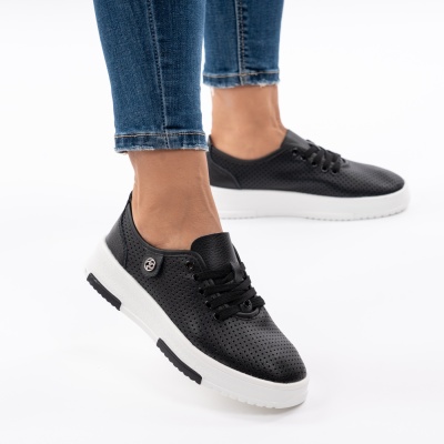 Pantofi Casual Piele Naturala Negri AN2308