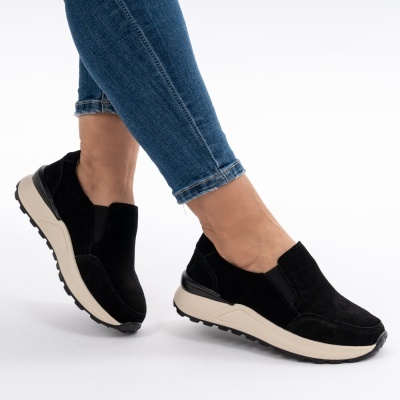 Pantofi Casual Piele Naturala Negri AN379