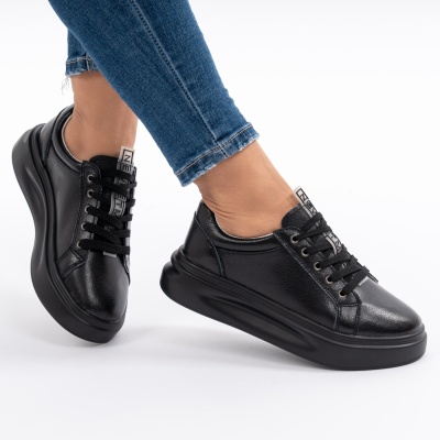 Pantofi Casual Piele Naturala Negri AW468
