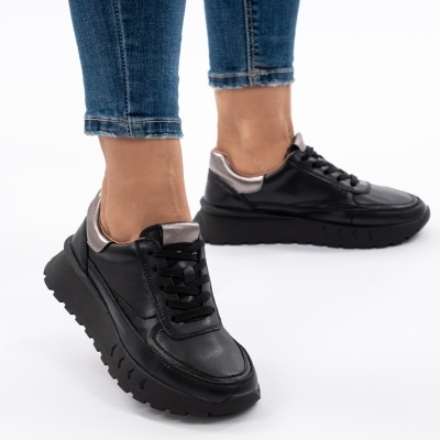 Pantofi Casual Piele Naturala Negri F001-892