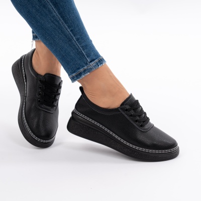 Pantofi Casual Piele Naturala Negri 6700