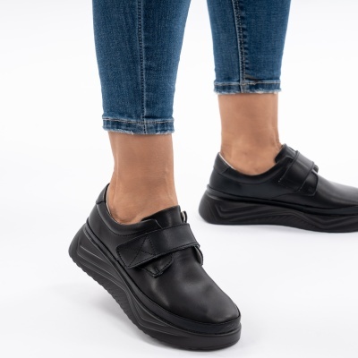 Pantofi Casual Piele Naturala Negri T6086