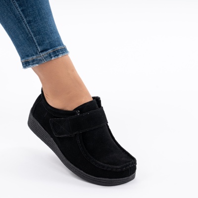 Pantofi Casual Piele Naturala Negri WK 214