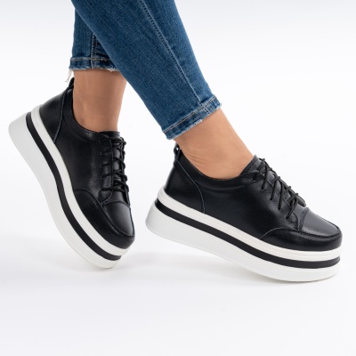 Pantofi Casual Piele Naturala Negru 9881