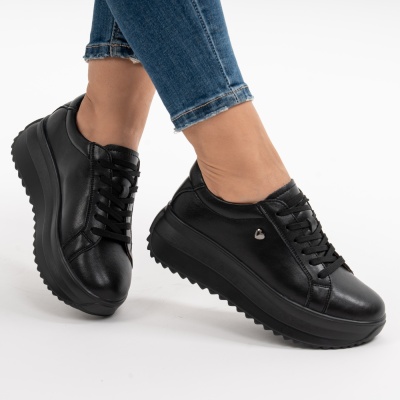 Pantofi Casual Piele Naturala Negru F001-775