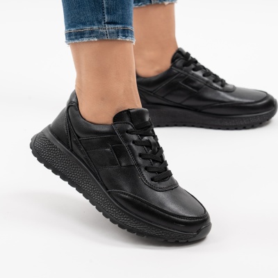 Pantofi Casual Piele Naturala Negru F001-973