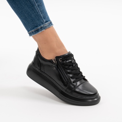 Pantofi Casual Piele Naturala Negru F002-651