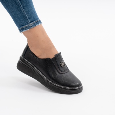 Pantofi Casual Piele Naturala Negru JY6709