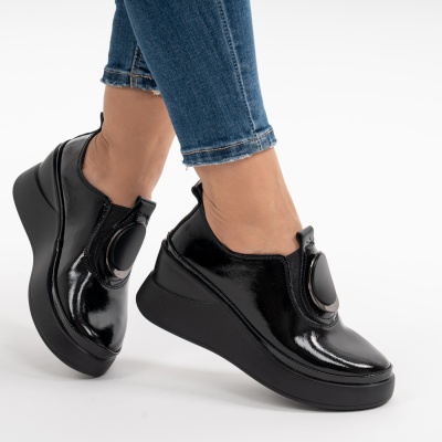 Pantofi Casual Piele Naturala Negru Lăcuit T6050
