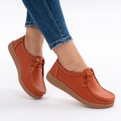 Pantofi Casual Piele Naturala Orange WK 212
