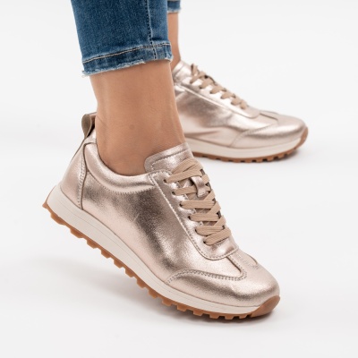 Pantofi Casual Piele Naturala Roz F002-642