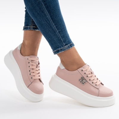 Pantofi Casual Piele Naturala Roz T-8808
