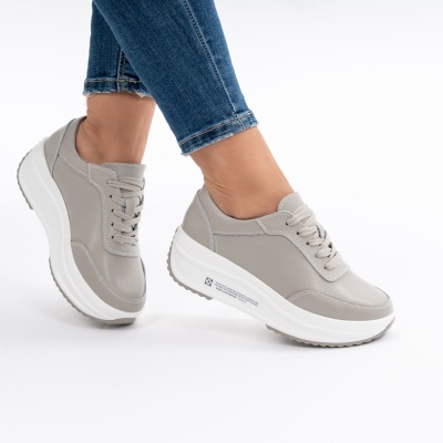 Pantofi Casual Piele Naturala T-7100 Gri