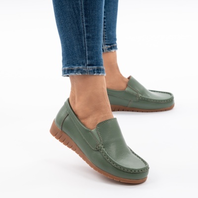 Pantofi Casual Piele Naturala Verde 1123
