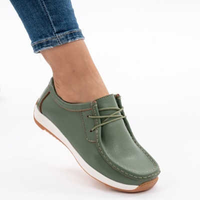 Pantofi Casual Piele Naturala Verde AN8517-5