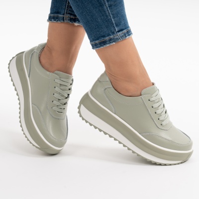 Pantofi Casual Piele Naturala Verde T6052