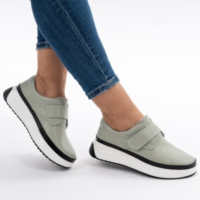 Pantofi Casual Piele Naturala Verde T6086