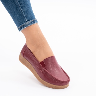 Pantofi Casual Piele Naturala Visiniu 1121-2