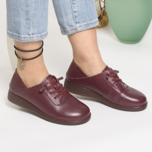 Pantofi Casual Piele Naturala Visiniu 1901