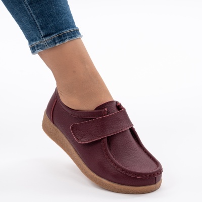 Pantofi Casual Piele Naturala Visiniu WK 213c