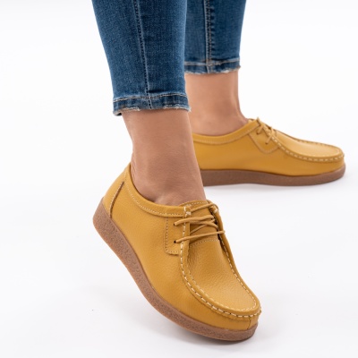 Pantofi Casual Piele Naturala WK 212 Galbeni