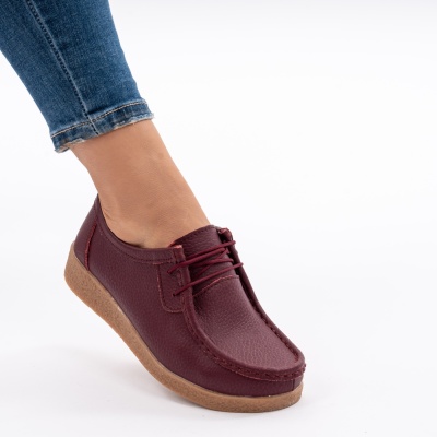 Pantofi Casual Piele Naturala WK 212C Visiniu