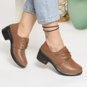 Pantofi cu Toc Piele Naturala Camel 3085